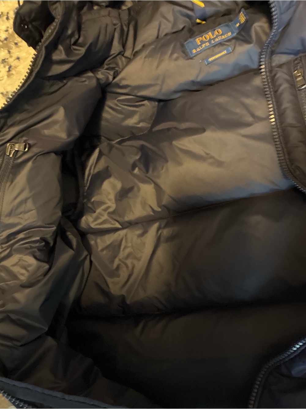 Polo Ralph Lauren Performance Medium men’s Navy Down Puffer Jacket with Hood EUC - Picture 7 of 8